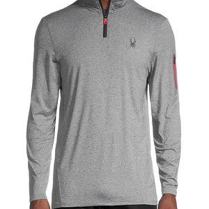 NWT Spyder Mens 1/4 Zip Charcoal Pullover Heather Grey Jacket Size Medium